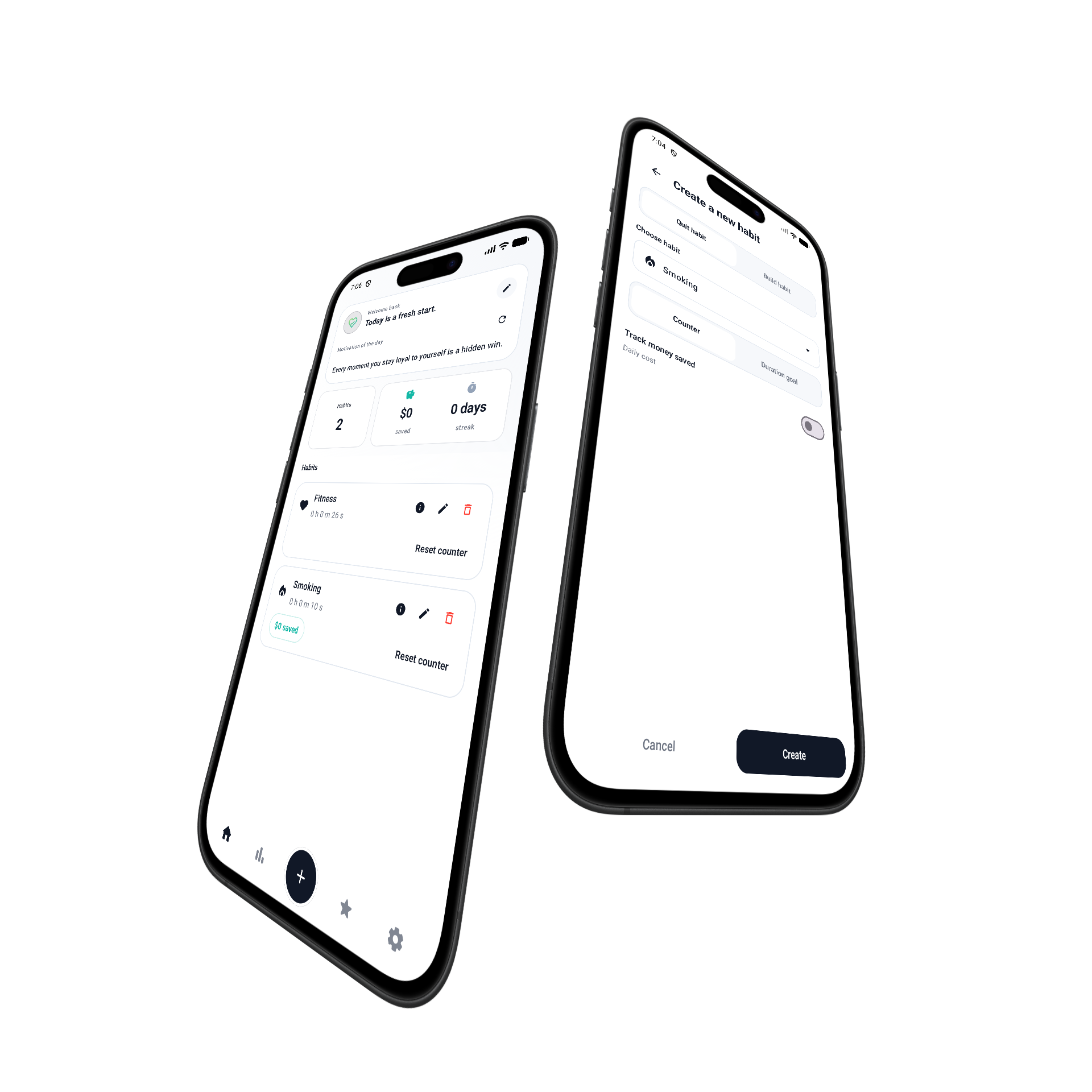 Quira habit tracker app screens preview